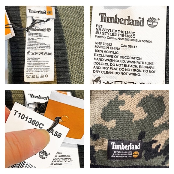 NWT Timberland Camo Jacquard Reversible Knit Scarf - Picture 13 of 15